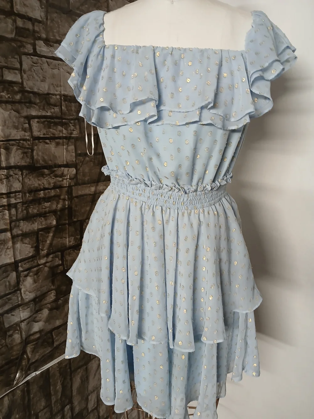 Yumi Kim Light Blue Satin Dress with Subtle Sheen